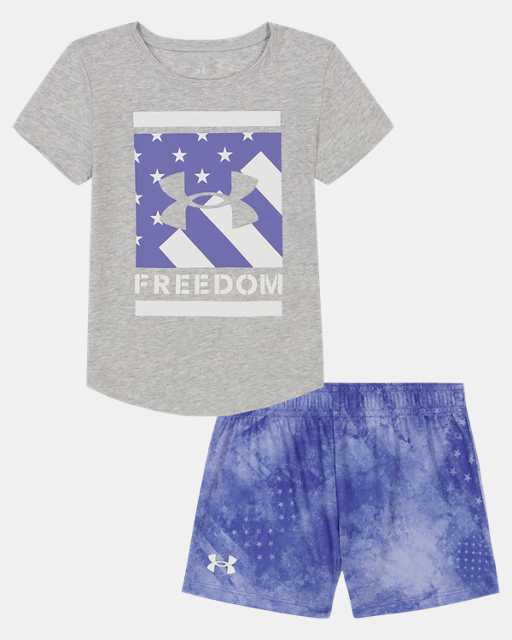 Newborn Girls' UA Freedom Banner Shorts Set